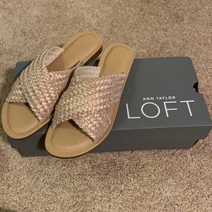 Criss Cross Woven Slides (Rose Gold), LOFT, Women’s 6
